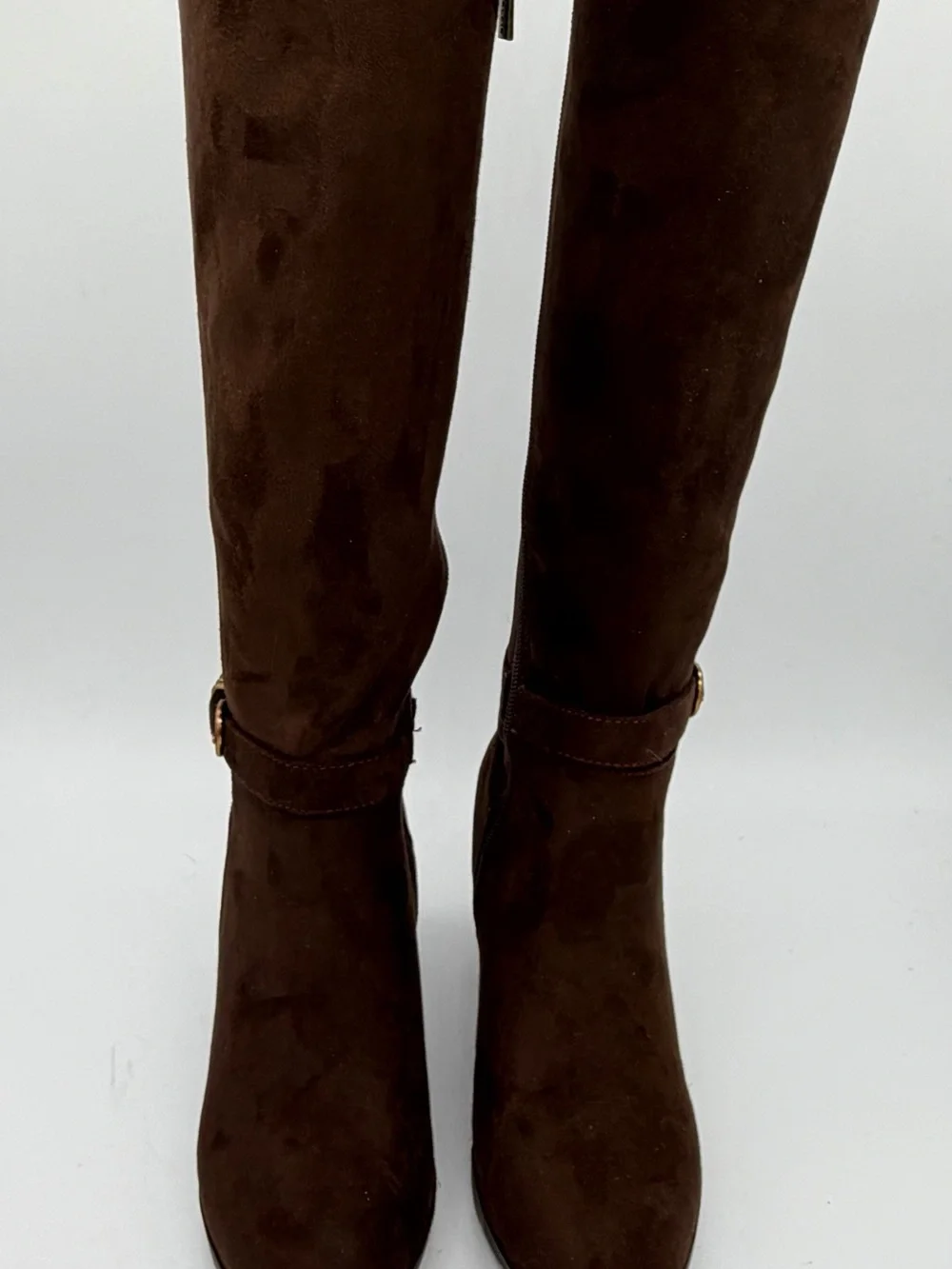 Women's Tall Brown Suede Buckle Riding Boots New Without Box